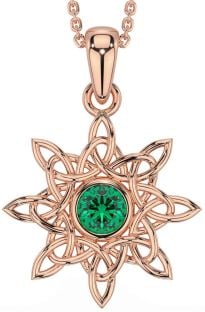 Emerald Rose Gold Celtic Necklace