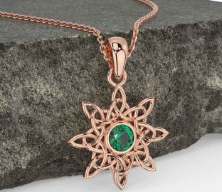 Emerald Rose Gold Celtic Necklace