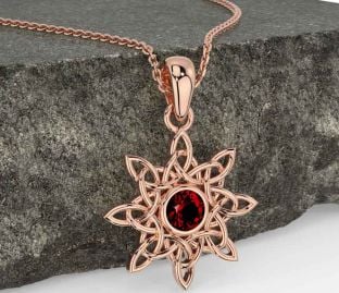 Garnet Rose Gold Celtic Necklace