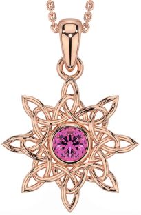 Pink Tourmaline Rose Gold Celtic Necklace