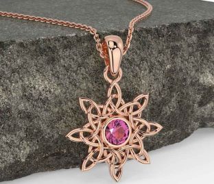 Pink Tourmaline Rose Gold Celtic Necklace