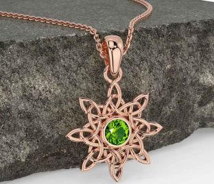 Peridot Rose Gold Celtic Necklace