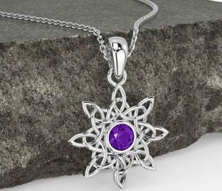 Amethyst Silver Celtic Necklace