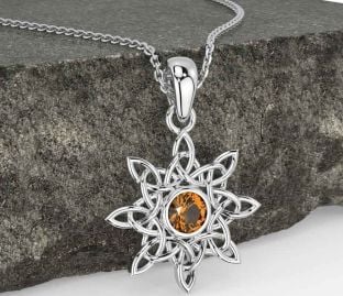 Citrine Silver Celtic Necklace