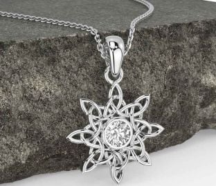 Diamond Silver Celtic Necklace