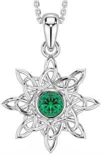 Emerald Silver Celtic Necklace