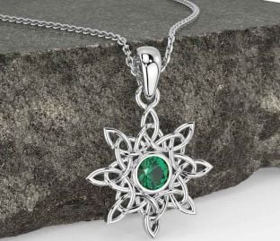 Emerald Silver Celtic Necklace