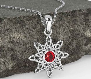 Ruby Silver Celtic Necklace