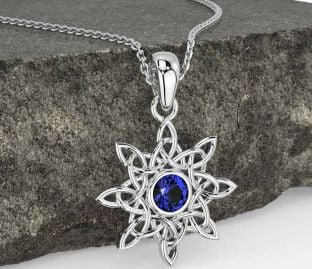 Sapphire Silver Celtic Necklace