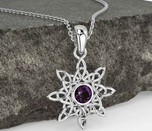 Alexandrite White Gold Celtic Necklace