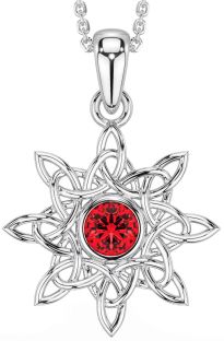 Ruby White Gold Celtic Necklace