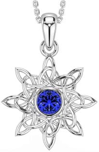 Sapphire White Gold Celtic Necklace