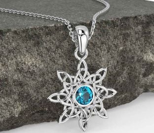 Topaz White Gold Celtic Necklace