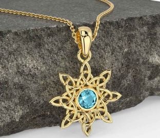 Aquamarine Gold Celtic Necklace