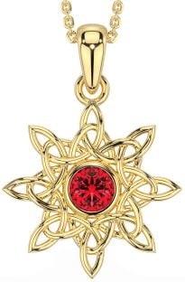 Ruby Gold Celtic Necklace