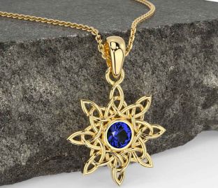 Sapphire Gold Celtic Necklace