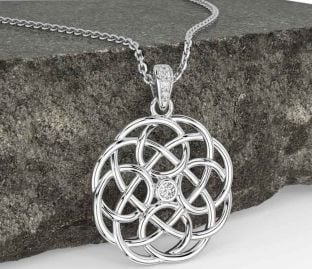 Diamond Silver Celtic Necklace