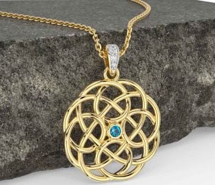 Diamond Topaz Gold Celtic Necklace