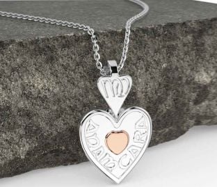White Rose Gold Irish "My Soul Mate" Heart Necklace