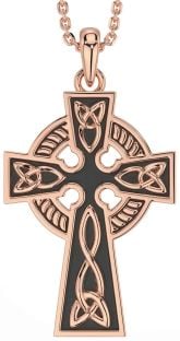 Rose Gold Silver Black Rhodium Celtic Cross Trinity Knot Necklace