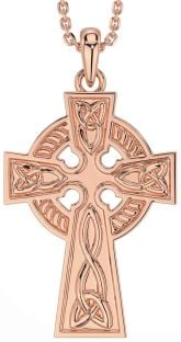 Rose Gold Silver Celtic Cross Trinity Knot Necklace