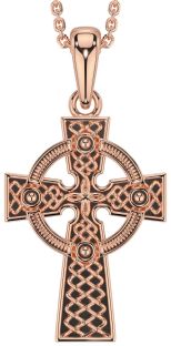 Rose Gold Silver Black Rhodium Celtic Cross Necklace