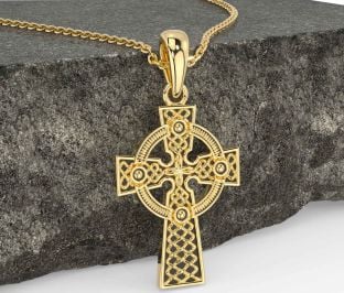 Gold Silver Black Rhodium Celtic Cross Necklace