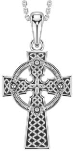 White Gold Black Rhodium Celtic Cross Necklace