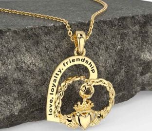 Gold Silver Celtic Claddagh Heart Necklace