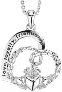 Silver Celtic Claddagh Heart Necklace