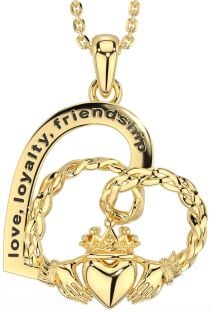 Gold Celtic Claddagh Heart Necklace