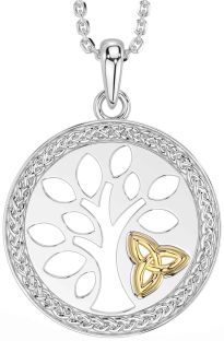 Gold Silver Celtic Tree of Life Trinity Knot Necklace