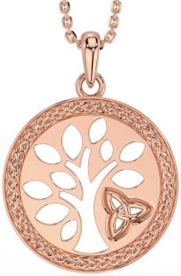 Rose Gold Silver Celtic Tree of Life Trinity Knot Necklace