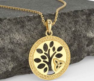 Gold Silver Celtic Tree of Life Trinity Knot Necklace