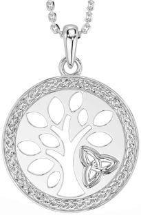 Silver Celtic Tree of Life Trinity Knot Necklace