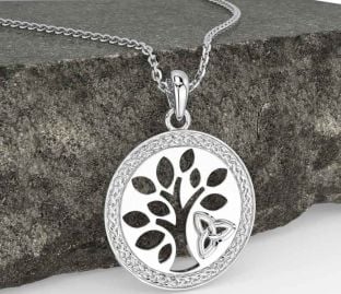 Silver Celtic Tree of Life Trinity Knot Necklace