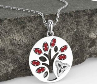 Celtic Ruby Argint Arborele Vieții Trinity Knot Colier