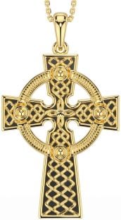 Gold Silver Black Rhodium Celtic Cross Necklace