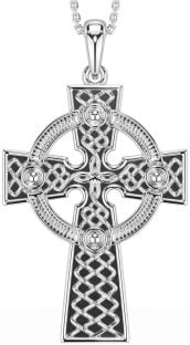 Silver Black Rhodium Celtic Cross Necklace