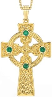 Emerald Gold Celtic Cross Necklace