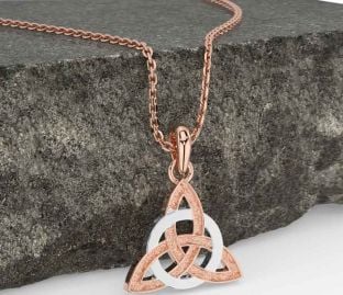 White Rose Gold Celtic Trinity Knot Necklace