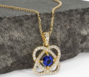 Diamond Sapphire Gold Silver Celtic Necklace