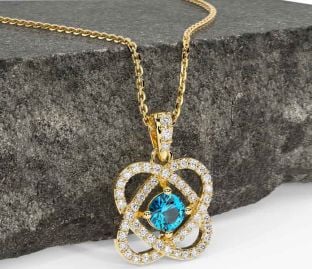 Diamond Topaz Gold Silver Celtic Necklace