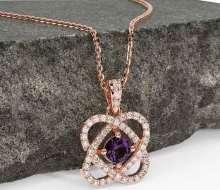 Diamond Alexandrite Rose Gold Celtic Necklace