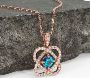 Diamond Topaz Rose Gold Celtic Necklace