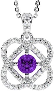 Diamond Amethyst Silver Celtic Necklace