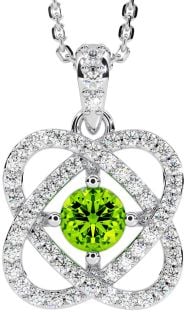 Diamond Peridot Silver Celtic Necklace