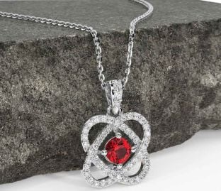 Diamond Ruby Silver Celtic Necklace