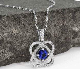 Diamond Sapphire Silver Celtic Necklace
