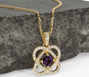 Diamond Alexandrite Gold Celtic Necklace